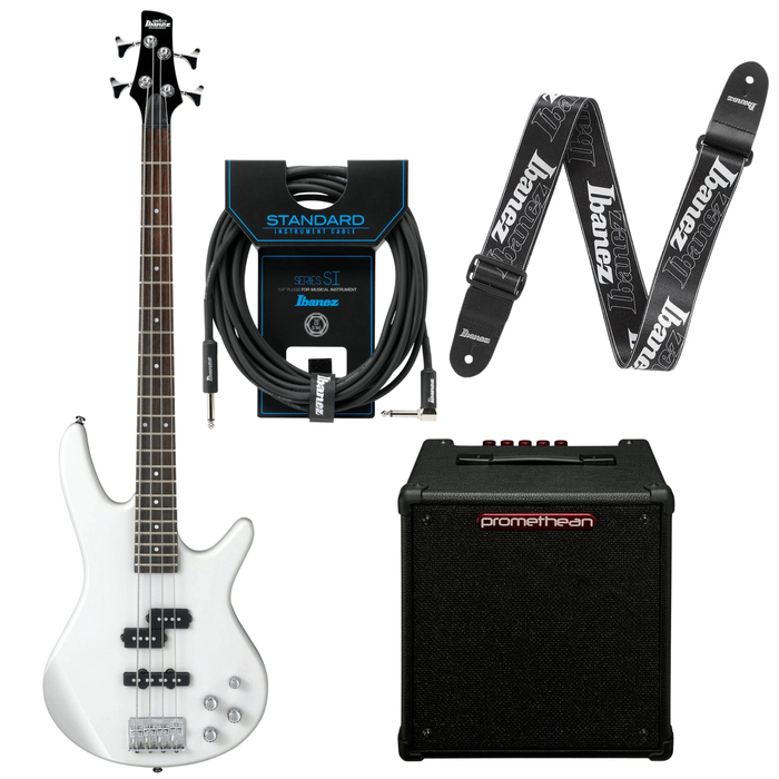 Zestaw gitara basowa Ibanez GSR200-PW z combo Promethean + akcesoria