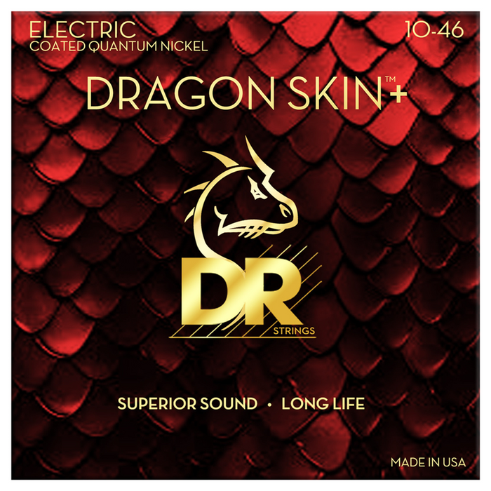 Struny do gitary elektrycznej DR DEQ 10-46 Dragon Skin+ Quantum Nickel