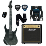Zestaw gitara elektryczna Ibanez GRG120QASPBKG z combo Marshall MG15G Gold i akcesoriami 