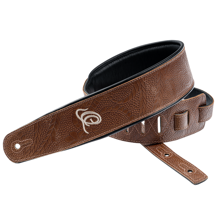 Pas do gitary skórzany Ortega OSCU-2 Natural Brown Flora naturalny brąz