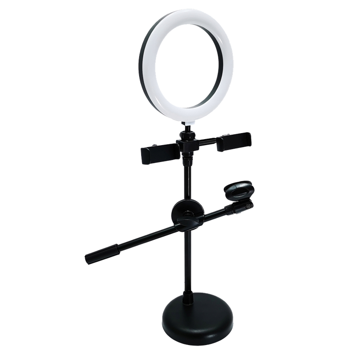 Lampa pierścieniowa LED ze statywem, uchwytami do telefonu i mikrofonu KA-LINE R-123