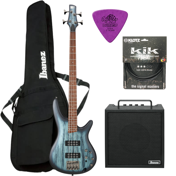 Zestaw gitara basowa Ibanez SR300E-SVM z combo basowym Ibanez IBZ10BV2 i akcesoriami