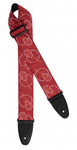 Pas do gitary Ortega OSN-65SKBU Red Skull nylonowy czerwony pas gitarowy