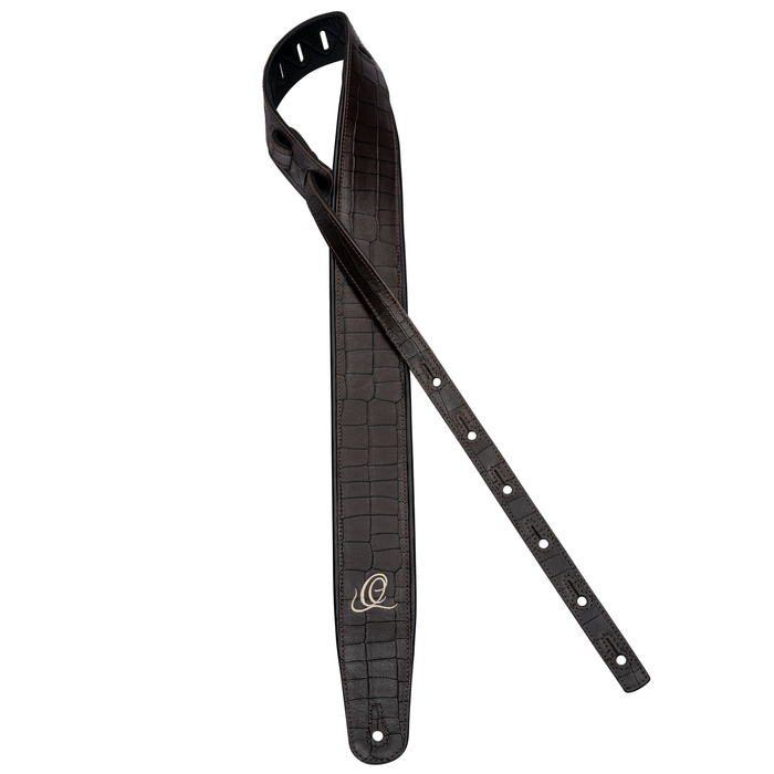 Pas do gitary skórzany Ortega OSCU-1 Dark Brown Croco ciemnobrązowy