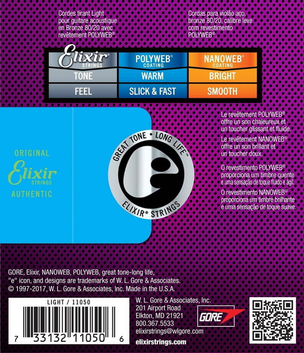 Elixir 11050 Light (12-53) PW struny do gitary akustycznej