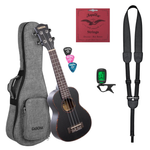 Zestaw ukulele sopranowe Cascha Premium HH 2262 czarne z mahoniu + akcesoria