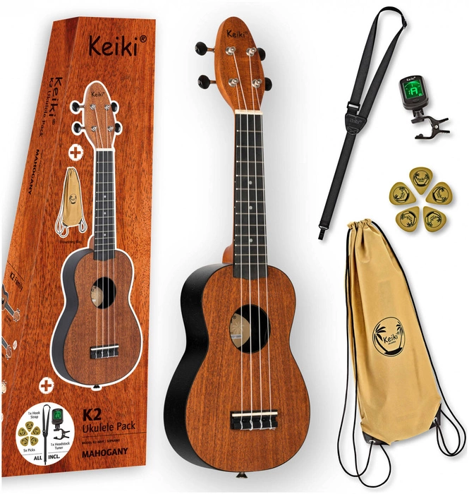 Zestaw ukulele sopranowe Ortega K2-MAH Keiki ABS Mahogany z akcesoriami