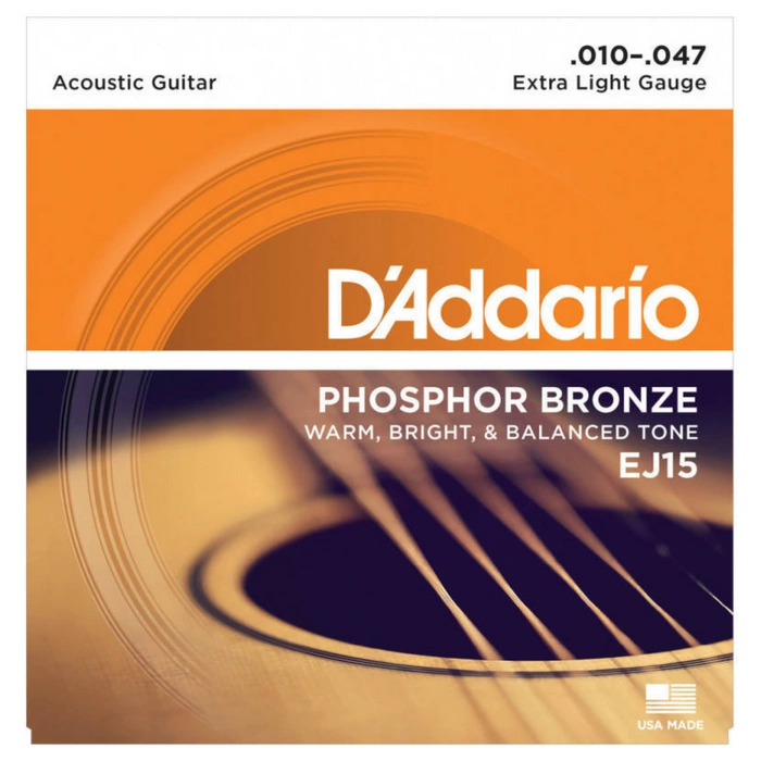 D'Addario EJ15 struny do gitary akustycznej Phosphor Bronze Extra Light 10-47