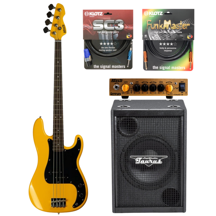 Zestaw Gitara basowa Markbass MB Yellow PB ze wzmacniaczem basowym Markbass oraz kolumną basową Taurus 1x12" 
