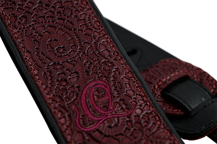 Pas do gitary skórzany Ortega OSBY-5 Byzantine Bordeaux bordowy