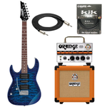 Zestaw gitara elektryczna leworęczna Ibanez GRX70QAL-TBB z kolumną i wzmacniaczem Orange