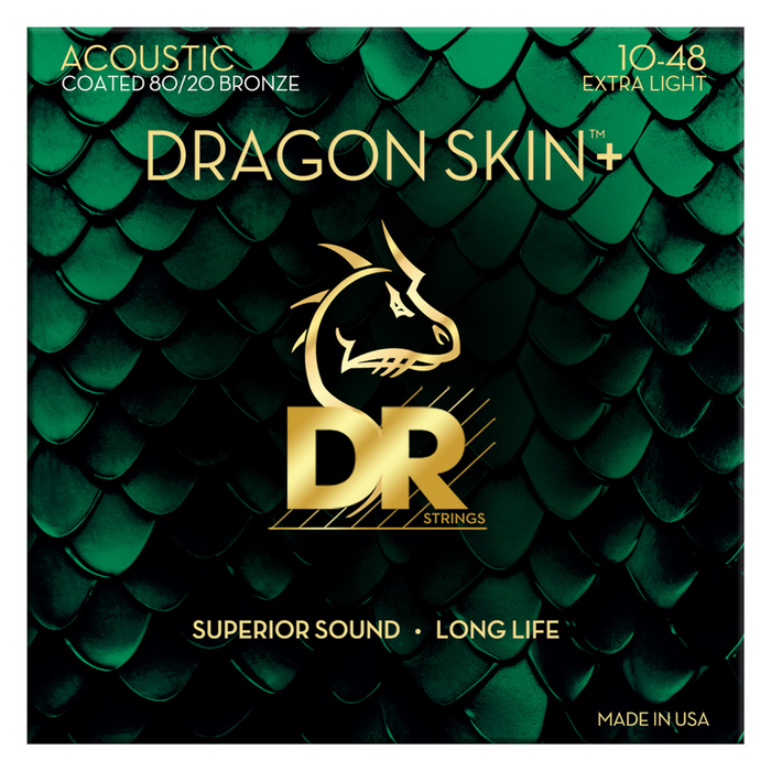 Struny do gitary akustycznej DR DA8 10-48 Dragon Skin+ 80/20 Bronze 