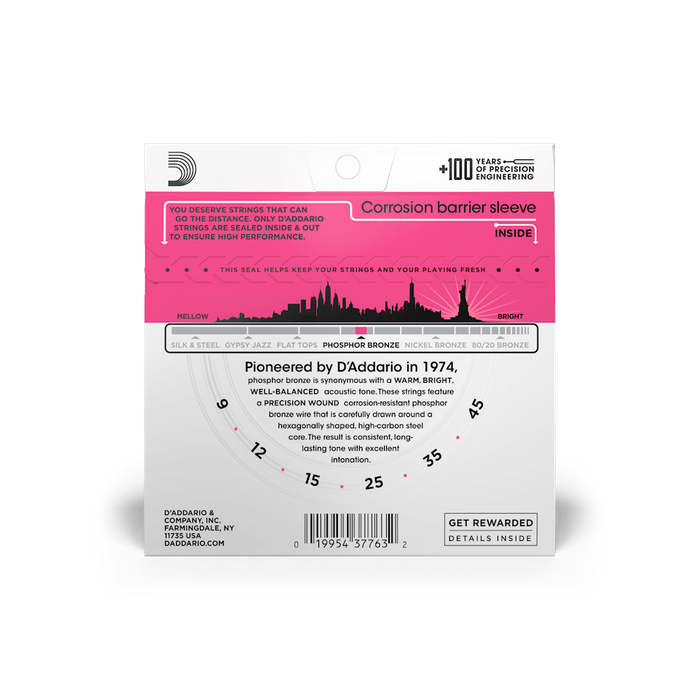 D'Addario EJ23 struny do gitary akustycznej Phosphor Bronze Super Light  09-45