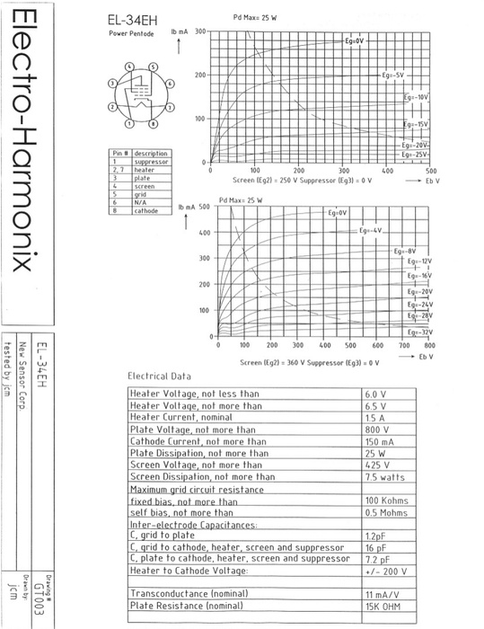 Lampa elektronowa EL34 EH Electro Harmonix Platinum Match