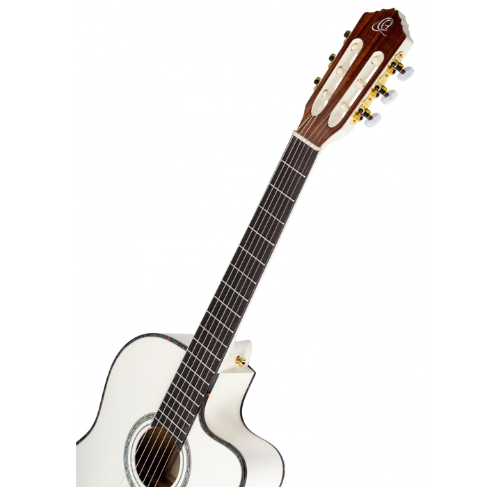 Gitara elektroklasyczna Ortega RCE145WH biała 4/4 z pokrowcem