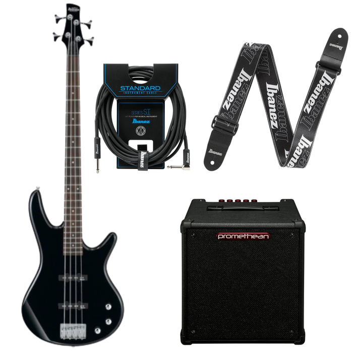 Zestaw gitara basowa Ibanez GSR180-BK z combo Promethean + akcesoria