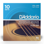 Struny do gitary akustycznej D'Addario EJ16-10P Light 10PACK 12-53