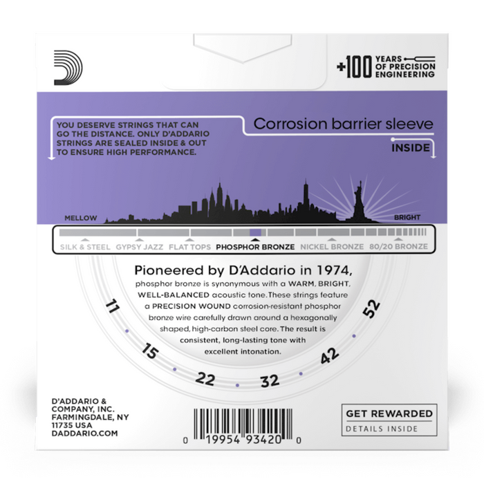 Struny do gitary akustycznej D'Addario EJ26-3D Custom Light 11-52 3PACK