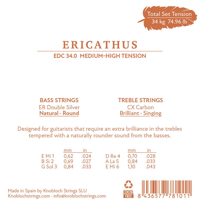 Struny do gitary klasycznej Knobloch Erithacus Medium-High Tension EDC34.0 24-43