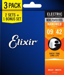 Elixir 16540 Nanoweb Super Light 3-pack 9-42 zestaw trzech kompletów strun do gitary elektrycznej