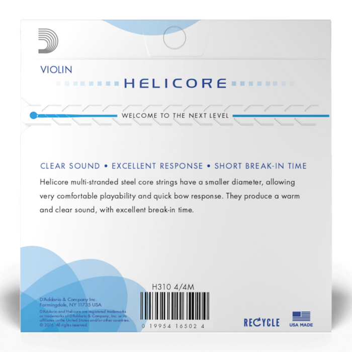 Struny do skrzypiec 4/4 D'Addario Helicore H310 4/4M Medium Tension