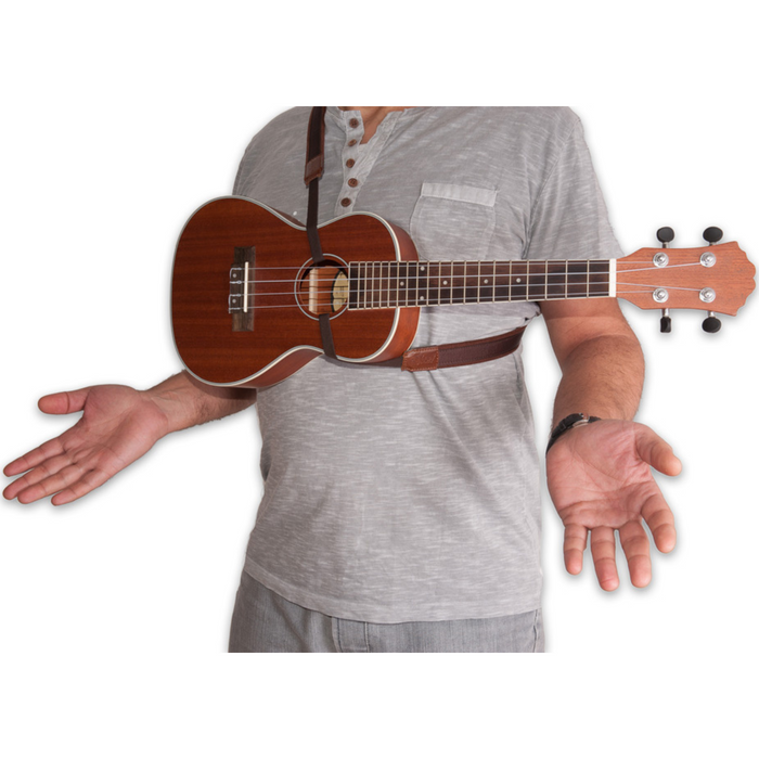 Pas do ukulele Steady series RightOn Uke-Dual Hook brązowy