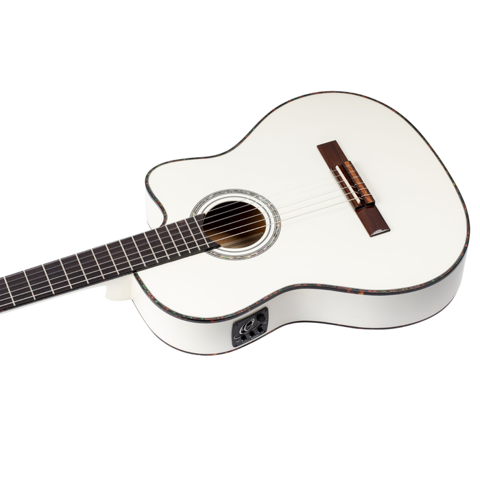 Gitara elektroklasyczna Ortega RCE145WH biała 4/4 z pokrowcem