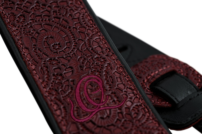 Pas do gitary skórzany Ortega OSBY-5 Byzantine Bordeaux bordowy