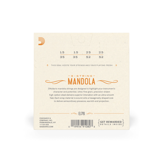 Struny do mandoliny D'Addario EJ76 15-52 Phosphor Bronze