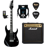 Zestaw gitarowy Ibanez GRG170DX-BKN gitara elektryczna superstrat z combo Marshall MG15GFX Gold i akcesoriami Ibanez