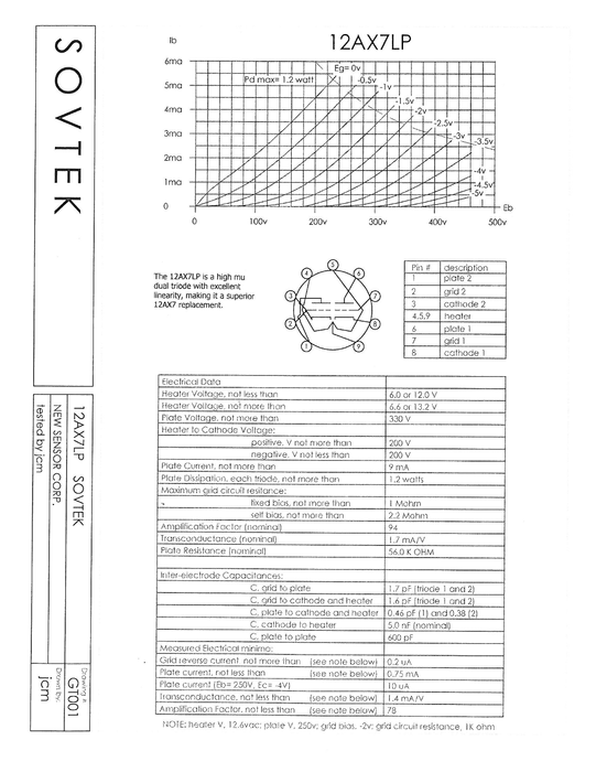 Sovtek 12AX7LPS lampa elektronowa