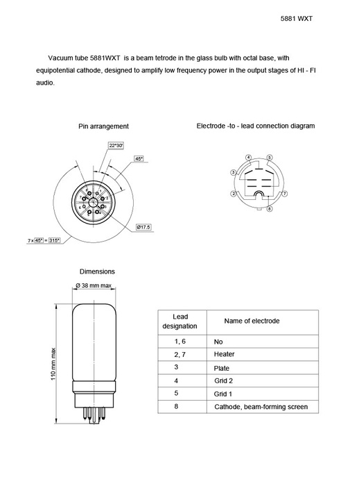 5881WXT SOVTEK lampa elektronowa Power Tube