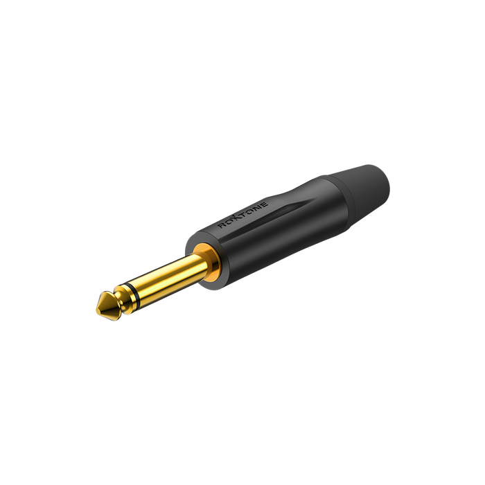 Wtyk Jack 6.3 mm mono czarny pozłacany Roxtone PJ2X-BG