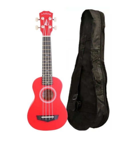 Ukulele sopranowe czerwone z pokrowcem Arrow PB10 RD Soprano Red