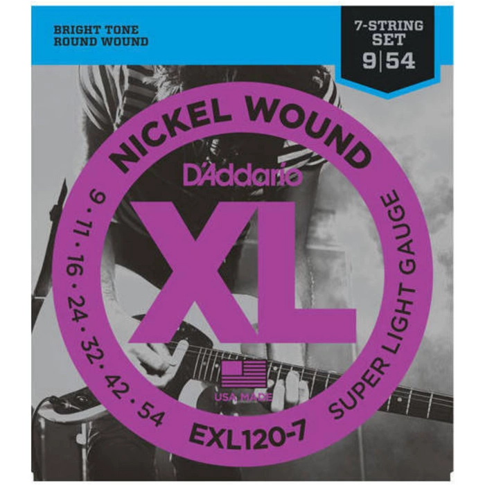 D'Addario EXL120-7 Niklowane struny do gitary elektrycznej 7-strunowej 9-54