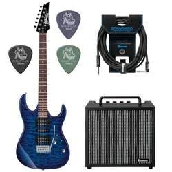 Zestaw Gitara elektryczna Ibanez GRX70QA-TBB z combo Ibanez IBZ10GV2
