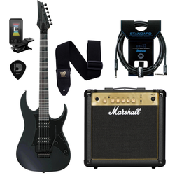 Zestaw gitara elektryczna Ibanez GRGR330EX-BKF z combo Marshall MG15G Gold + akcesoria