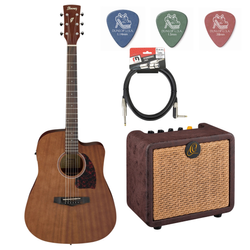 Zestaw gitara elektroakustyczna Ibanez PF12MHCE-OPN Dreadnought Cutaway z combo Ortega PTWO + akcesoria