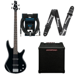 Zestaw gitara basowa Ibanez GSR180-BK z combo Promethean  + akcesoria