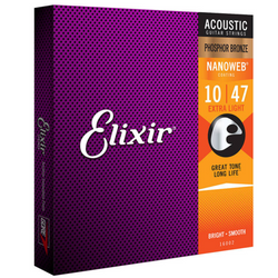Elixir 16002 NanoWeb 10-47 Phosphor Bronze struny do gitary akustycznej