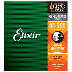 Elixir 14077 Medium (45-105) NW Long Scale - struny do gitary basowej
