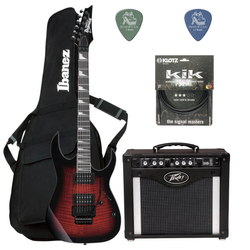 Zestaw gitara elektryczna Ibanez GRG320FA-TRB Superstrat z combo Peavey RAGE 258 i akcesoriami