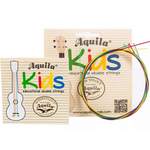 Struny do ukulele dla dzieci Aquila 138U kolorowe z broszurą i naklejką