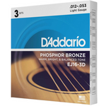 D'Addario EJ16-3D Phosphor Bronze Light 12-53 zestaw trzech kompletów struny do gitary akustycznej 3-Pack