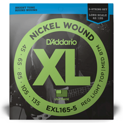 D'Addario EXL165-5 struny do gitary basowej Custom Light / Long Scale Set 45-105