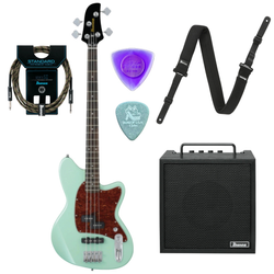 Zestaw gitara basowa Ibanez TMB100-MGR z combo basowym Ibanez IBZ10BV2 10W i akcesoriami