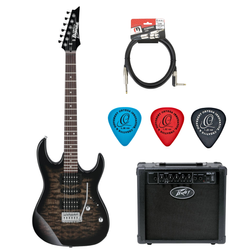 Zestaw gitara elektryczna Ibanez GRX70QA-TKS z combo gitarowym Peavey SOLO 12W i akcesoriami 
