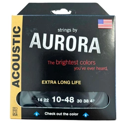 Czarne Struny do gitary akustycznej Aurora Premium Black 10-48 Light Czarne