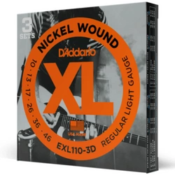 Struny do gitary elektrycznej D'Addario EXL110-3D XL Nickel Wound Regular Light 3PACK 10-46