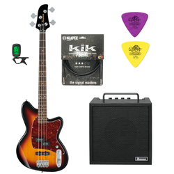 Zestaw gitara basowa Ibanez TMB100-TFB z combo Ibanez IBZ10BV2 i akcesoriami